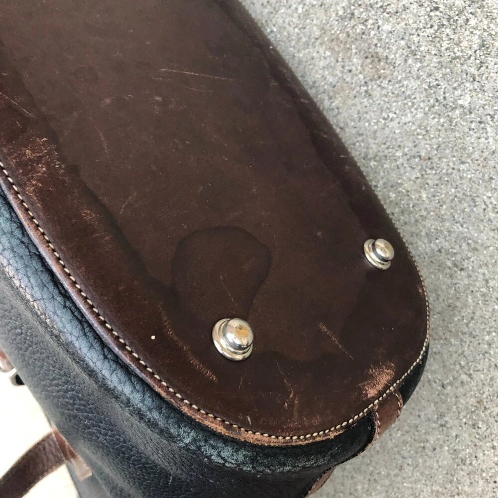 Vintage DOONEY & BOURKE Leather Tote Bag Purse Shoulder Leather Black Buckle - Picture 10 of 15